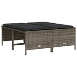 NNEVL Garden Stools with Cushions 4 pcs Grey Poly Rattan