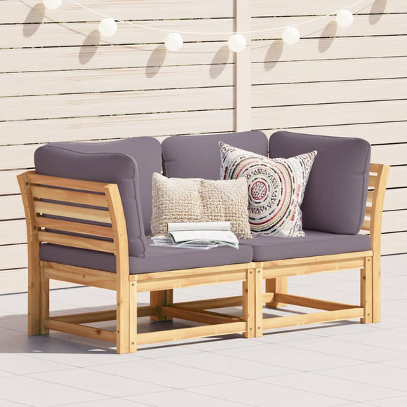 NNEVL Garden Sofa with Cushions 2-Seater Solid Wood Acacia