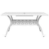 NNEVL 7 Piece Garden Dining Set White Cast Aluminium