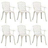 NNEVL Garden Chairs 6 pcs Cast Aluminium White