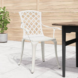 NNEVL Garden Chairs 6 pcs Cast Aluminium White