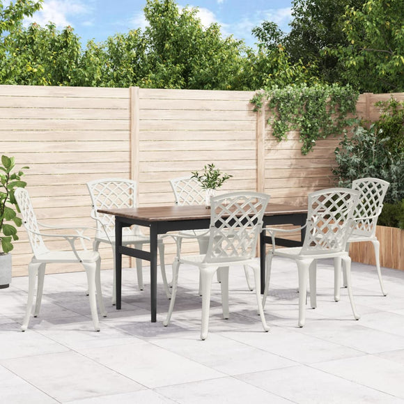 NNEVL Garden Chairs 6 pcs Cast Aluminium White