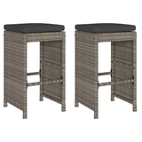 NNEVL Garden Bar Stools with Cushions 2 pcs Grey Poly Rattan