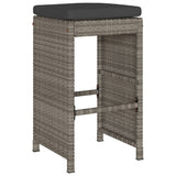 NNEVL Garden Bar Stools with Cushions 2 pcs Grey Poly Rattan