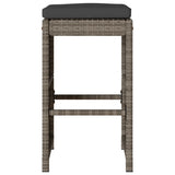 NNEVL Garden Bar Stools with Cushions 2 pcs Grey Poly Rattan