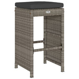 NNEVL Garden Bar Stools with Cushions 2 pcs Grey Poly Rattan