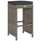 NNEVL Garden Bar Stools with Cushions 4 pcs Grey Poly Rattan
