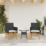 NNEVL Garden Chairs with Cushions 2 pcs Black Poly Rattan&Solid Wood