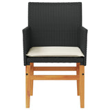 NNEVL Garden Chairs with Cushions 2 pcs Black Poly Rattan&Solid Wood