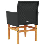 NNEVL Garden Chairs with Cushions 2 pcs Black Poly Rattan&Solid Wood