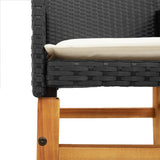 NNEVL Garden Chairs with Cushions 2 pcs Black Poly Rattan&Solid Wood