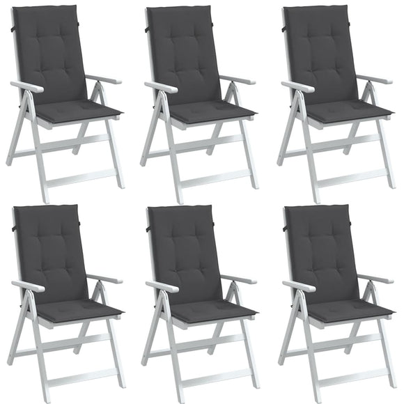 NNEVL Highback Chair Cushions 6 pcs Melange Anthracite 120x50x4 cm Fabric