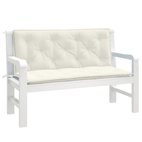 NNEVL Garden Bench Cushions 2 pcs Melange Cream 120x50x7 cm Fabric