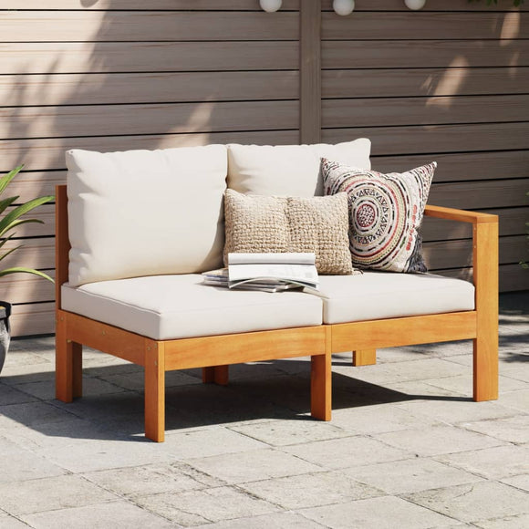 NNEVL Garden Sofa with 1 Armrest 2-Seater Solid Wood Acacia