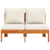 NNEVL Garden Sofa Armless with Cushions 2-Seater Solid Wood Acacia