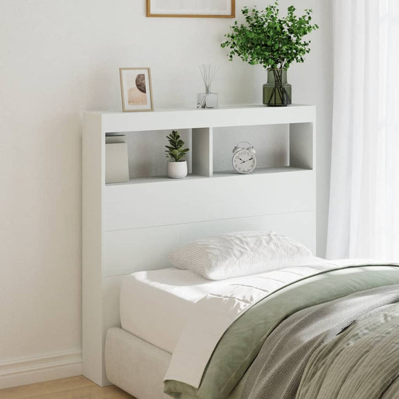 NNEVL Headboard Cabinet with LED White 100 cm