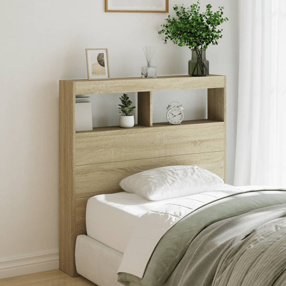 NNEVL Headboard Cabinet with LED Sonoma Oak 100 cm