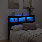 NNEVL Headboard Cabinet with LED Black 140 cm