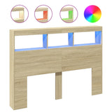 NNEVL Headboard Cabinet with LED Sonoma Oak 140x17x102 cm