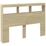 NNEVL Headboard Cabinet with LED Sonoma Oak 140x17x102 cm