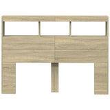 NNEVL Headboard Cabinet with LED Sonoma Oak 140x17x102 cm