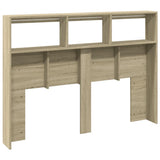 NNEVL Headboard Cabinet with LED Sonoma Oak 140x17x102 cm