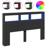 NNEVL Headboard Cabinet with LED Black 160x17x102 cm