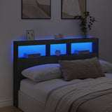 NNEVL Headboard Cabinet with LED Black 160x17x102 cm