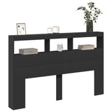 NNEVL Headboard Cabinet with LED Black 160x17x102 cm