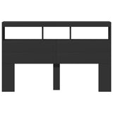 NNEVL Headboard Cabinet with LED Black 160x17x102 cm