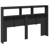 NNEVL Headboard Cabinet with LED Black 160x17x102 cm