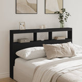 NNEVL Headboard Cabinet with LED Black 160x17x102 cm