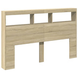 NNEVL Headboard Cabinet with LED Sonoma Oak 160x17x102 cm
