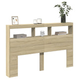 NNEVL Headboard Cabinet with LED Sonoma Oak 160x17x102 cm