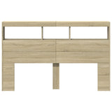 NNEVL Headboard Cabinet with LED Sonoma Oak 160x17x102 cm