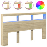 NNEVL Headboard Cabinet with LED Sonoma Oak 180 cm