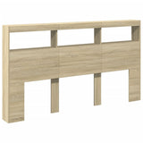 NNEVL Headboard Cabinet with LED Sonoma Oak 180 cm