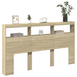 NNEVL Headboard Cabinet with LED Sonoma Oak 180 cm
