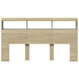 NNEVL Headboard Cabinet with LED Sonoma Oak 180 cm