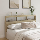 NNEVL Headboard Cabinet with LED Sonoma Oak 180 cm