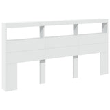 NNEVL Headboard Cabinet with LED White 200x17x102 cm
