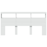 NNEVL Headboard Cabinet with LED White 200x17x102 cm