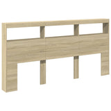 NNEVL Headboard Cabinet with LED Sonoma Oak 200x17x102 cm