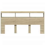 NNEVL Headboard Cabinet with LED Sonoma Oak 200x17x102 cm