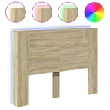 NNEVL Headboard Cabinet with LED Sonoma Oak 140x16.5x103.5 cm