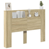 NNEVL Headboard Cabinet with LED Sonoma Oak 140x16.5x103.5 cm