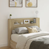 NNEVL Headboard Cabinet with LED Sonoma Oak 140x16.5x103.5 cm