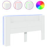 NNEVL Headboard Cabinet with LED White 180x16.5x103.5 cm
