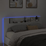 NNEVL Headboard Cabinet with LED White 200x16.5x103.5 cm