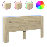 NNEVL Headboard Cabinet with LED Sonoma Oak 200x16.5x103.5 cm